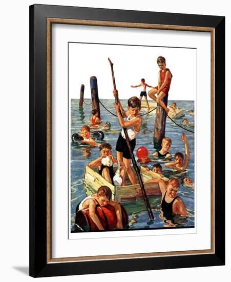 "Crowd of Boys Swimming,"July 28, 1928-Eugene Iverd-Framed Giclee Print