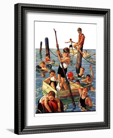 "Crowd of Boys Swimming,"July 28, 1928-Eugene Iverd-Framed Giclee Print