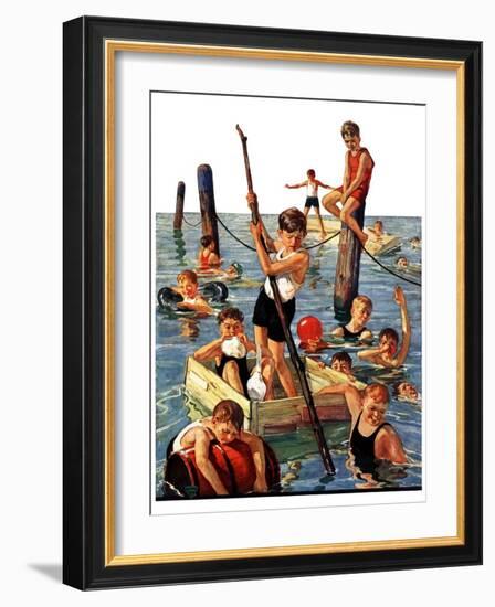 "Crowd of Boys Swimming,"July 28, 1928-Eugene Iverd-Framed Giclee Print