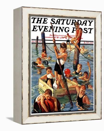 "Crowd of Boys Swimming," Saturday Evening Post Cover, July 28, 1928-Eugene Iverd-Framed Premier Image Canvas