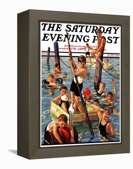 "Crowd of Boys Swimming," Saturday Evening Post Cover, July 28, 1928-Eugene Iverd-Framed Premier Image Canvas