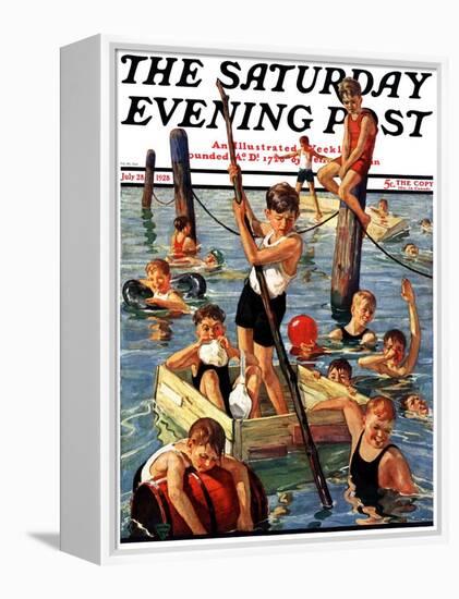 "Crowd of Boys Swimming," Saturday Evening Post Cover, July 28, 1928-Eugene Iverd-Framed Premier Image Canvas