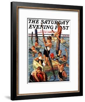 "Crowd of Boys Swimming," Saturday Evening Post Cover, July 28, 1928-Eugene Iverd-Framed Giclee Print