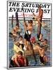 "Crowd of Boys Swimming," Saturday Evening Post Cover, July 28, 1928-Eugene Iverd-Mounted Giclee Print