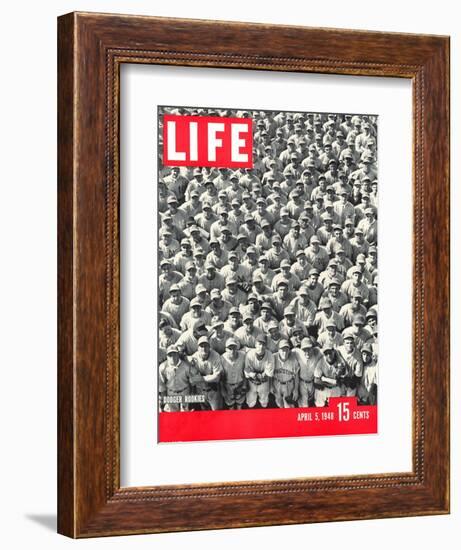 Crowd of Brooklyn Dodger Rookie Players Gathered at Dodgertown, Spring Training, May 5, 1948-George Silk-Framed Photographic Print