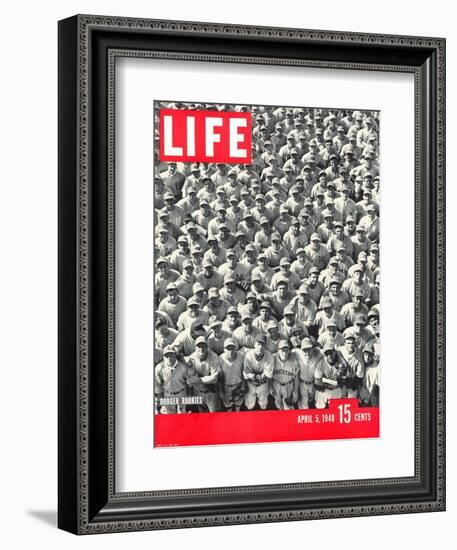 Crowd of Brooklyn Dodger Rookie Players Gathered at Dodgertown, Spring Training, May 5, 1948-George Silk-Framed Photographic Print