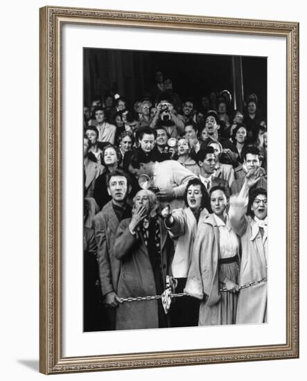 Crowd of Fans as Celebrities Arrive for the 26th Academy Awards at the RKO Pantages Theater-George Silk-Framed Premium Photographic Print