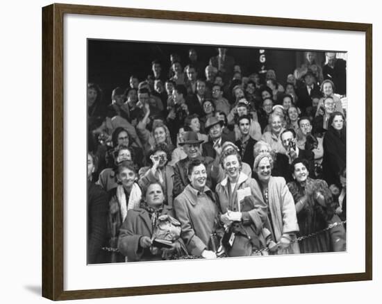 Crowd of Fans Watching Celebrities Arrive for the 26th Academy Awards at the RKO Pantages Theater-George Silk-Framed Premium Photographic Print