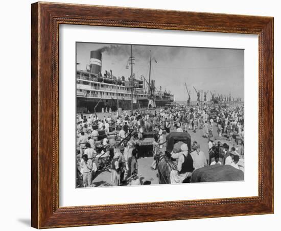 Crowd of Hindu Refugees Crowding Dock as They Prepare to Ship Out for New Homes in Bombay-Margaret Bourke-White-Framed Photographic Print
