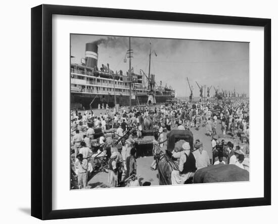 Crowd of Hindu Refugees Crowding Dock as They Prepare to Ship Out for New Homes in Bombay-Margaret Bourke-White-Framed Photographic Print