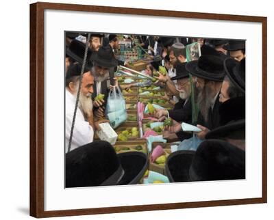 Crowd Of Orthodox Jews Buying The Etrog For The Lulav Four Types