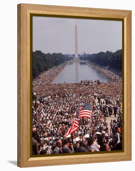 Crowd of over 200,000 Gathered Where Martin Luther King Delivered "I Have a Dream" Speech-Paul Schutzer-Framed Premier Image Canvas