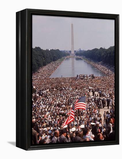 Crowd of over 200,000 Gathered Where Martin Luther King Delivered "I Have a Dream" Speech-Paul Schutzer-Framed Premier Image Canvas