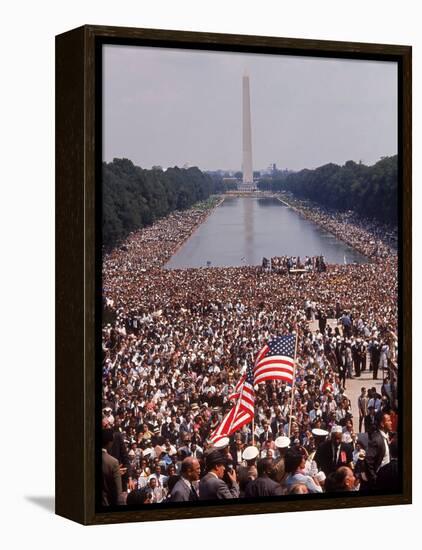 Crowd of over 200,000 Gathered Where Martin Luther King Delivered "I Have a Dream" Speech-Paul Schutzer-Framed Premier Image Canvas