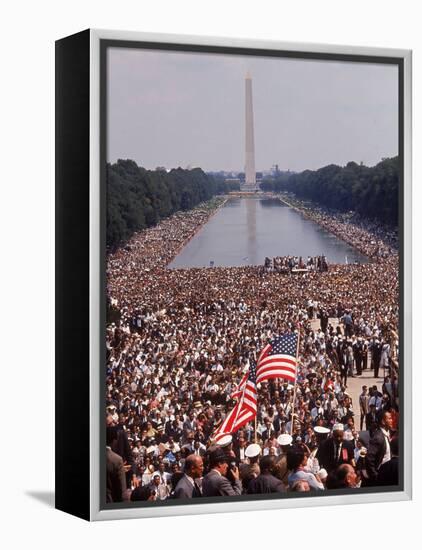 Crowd of over 200,000 Gathered Where Martin Luther King Delivered "I Have a Dream" Speech-Paul Schutzer-Framed Premier Image Canvas