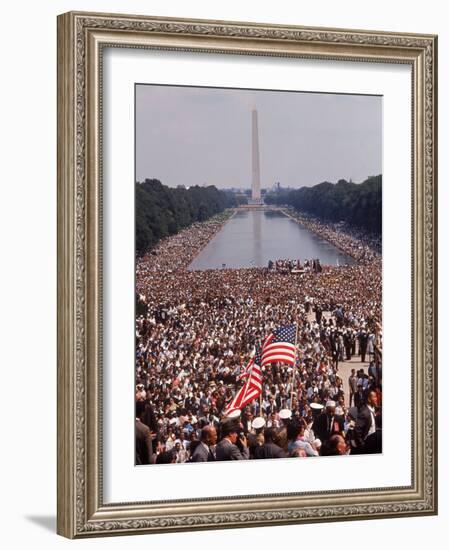 Crowd of over 200,000 Gathered Where Martin Luther King Delivered "I Have a Dream" Speech-Paul Schutzer-Framed Photographic Print
