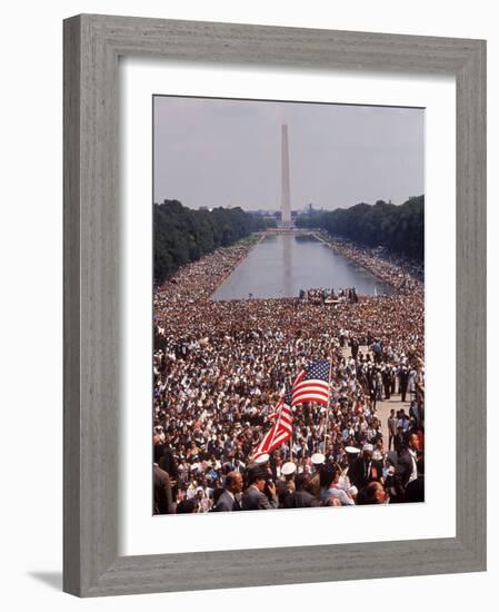 Crowd of over 200,000 Gathered Where Martin Luther King Delivered "I Have a Dream" Speech-Paul Schutzer-Framed Photographic Print