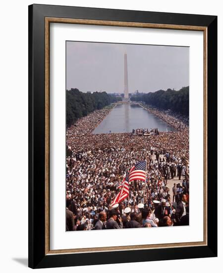 Crowd of over 200,000 Gathered Where Martin Luther King Delivered "I Have a Dream" Speech-Paul Schutzer-Framed Photographic Print