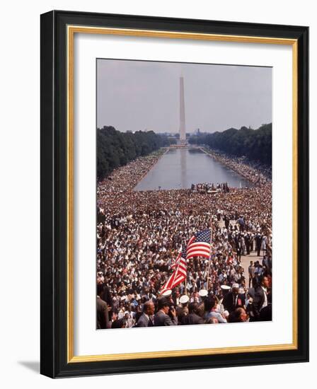 Crowd of over 200,000 Gathered Where Martin Luther King Delivered "I Have a Dream" Speech-Paul Schutzer-Framed Photographic Print