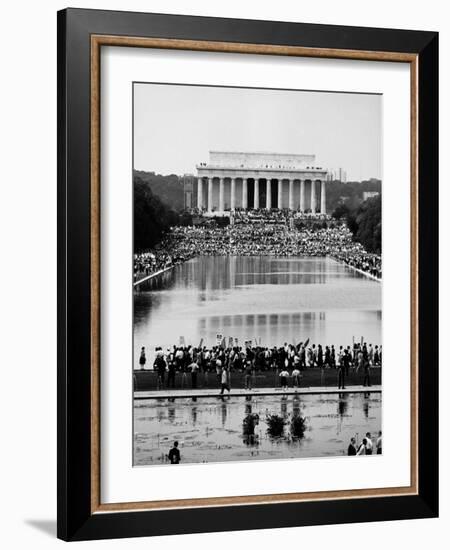 Crowd of People Attending a Civil Rights Rally at the Lincoln Memorial-John Dominis-Framed Photographic Print