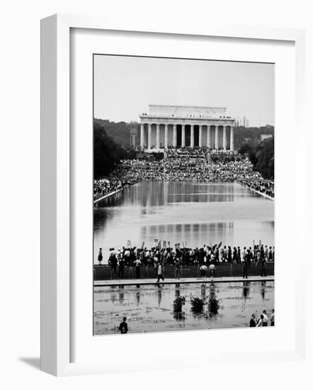 Crowd of People Attending a Civil Rights Rally at the Lincoln Memorial-John Dominis-Framed Photographic Print