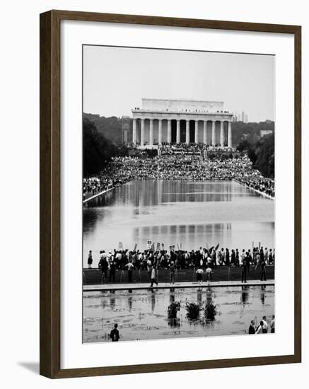 Crowd of People Attending a Civil Rights Rally at the Lincoln Memorial-John Dominis-Framed Photographic Print