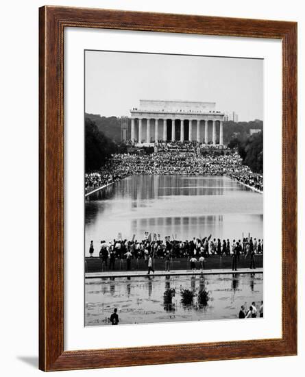 Crowd of People Attending a Civil Rights Rally at the Lincoln Memorial-John Dominis-Framed Photographic Print