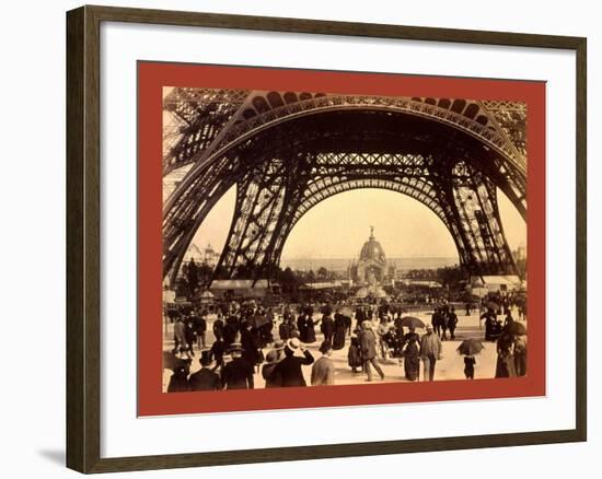 Crowd of People Walking under the Base of Eiffel Tower-null-Framed Giclee Print