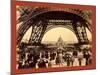Crowd of People Walking under the Base of Eiffel Tower-null-Mounted Giclee Print