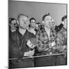 Crowd of Steel Workers Singing "The Star Spangled Banner"-null-Mounted Photographic Print