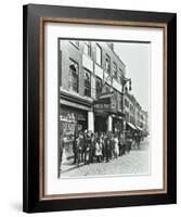 Crowd Outside the Russian Vapour Baths, Brick Lane, Stepney, London, 1904-null-Framed Photographic Print