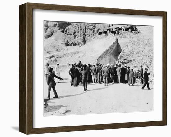 Crowd outside Tutankhamun's tomb, Valley of the Kings, Egypt, 1922-Harry Burton-Framed Photographic Print