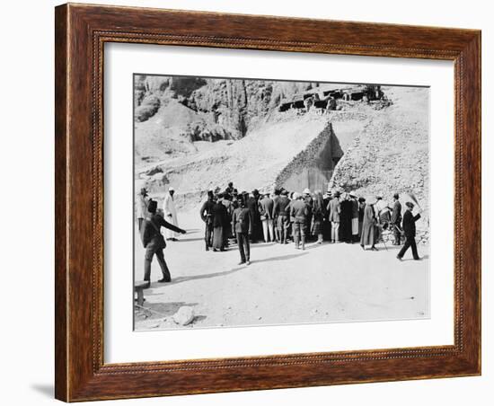 Crowd outside Tutankhamun's tomb, Valley of the Kings, Egypt, 1922-Harry Burton-Framed Photographic Print