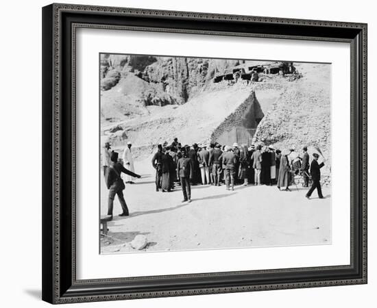 Crowd outside Tutankhamun's tomb, Valley of the Kings, Egypt, 1922-Harry Burton-Framed Photographic Print