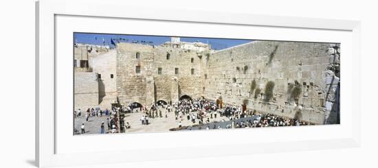 Crowd Praying in Front of a Stone Wall, Wailing Wall, Jerusalem, Israel-null-Framed Photographic Print