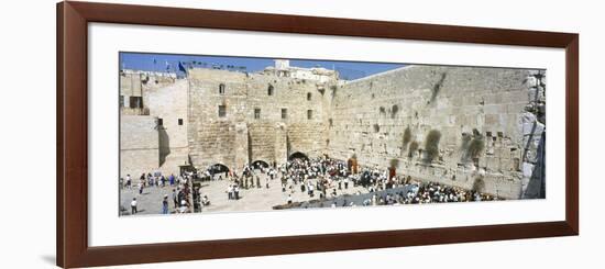 Crowd Praying in Front of a Stone Wall, Wailing Wall, Jerusalem, Israel-null-Framed Photographic Print