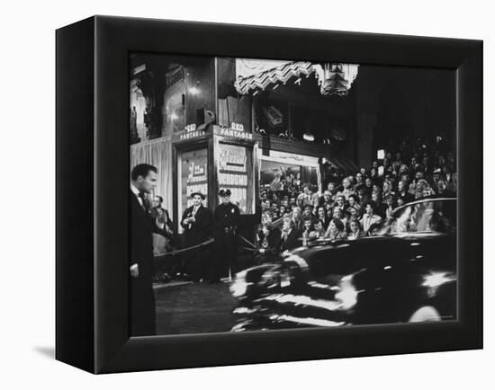 Crowd Watching From Bleacher Seats Set Up on the Right Side of Entrance to the RKO Pantages Theatre-Ed Clark-Framed Premier Image Canvas