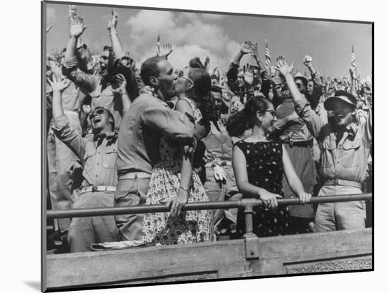 Crowd Yelling and Whooping It Up in the Stands at the Texas A&M Vs Villanova Football Game-Joe Scherschel-Mounted Photographic Print