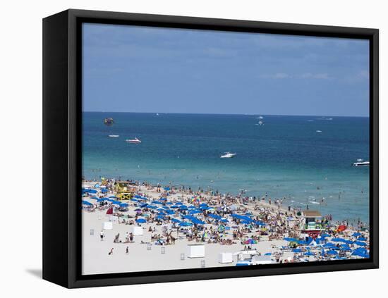 Crowded Beach, South Beach, Miami Beach, Florida, United States of America, North America-Angelo Cavalli-Framed Premier Image Canvas