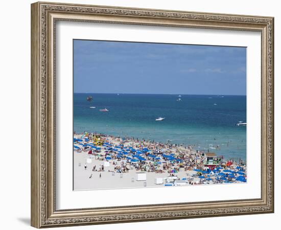 Crowded Beach, South Beach, Miami Beach, Florida, United States of America, North America-Angelo Cavalli-Framed Photographic Print