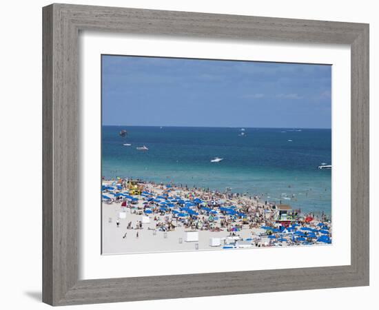 Crowded Beach, South Beach, Miami Beach, Florida, United States of America, North America-Angelo Cavalli-Framed Photographic Print