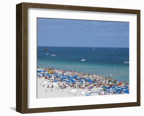 Crowded Beach, South Beach, Miami Beach, Florida, United States of America, North America-Angelo Cavalli-Framed Photographic Print