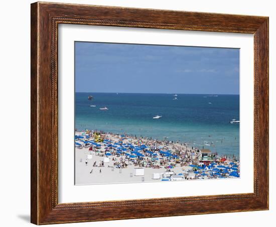 Crowded Beach, South Beach, Miami Beach, Florida, United States of America, North America-Angelo Cavalli-Framed Photographic Print