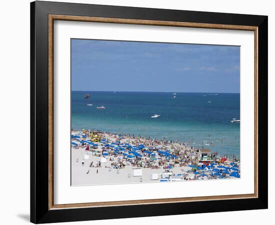 Crowded Beach, South Beach, Miami Beach, Florida, United States of America, North America-Angelo Cavalli-Framed Photographic Print