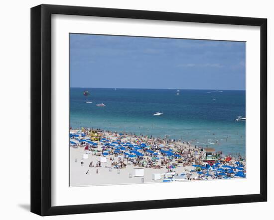 Crowded Beach, South Beach, Miami Beach, Florida, United States of America, North America-Angelo Cavalli-Framed Photographic Print