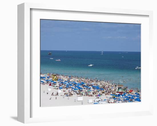 Crowded Beach, South Beach, Miami Beach, Florida, United States of America, North America-Angelo Cavalli-Framed Photographic Print