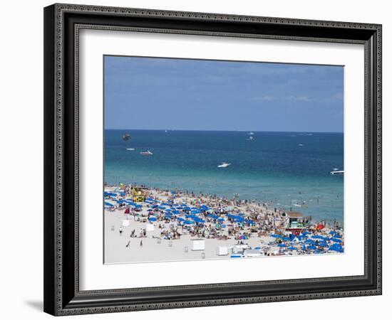 Crowded Beach, South Beach, Miami Beach, Florida, United States of America, North America-Angelo Cavalli-Framed Photographic Print