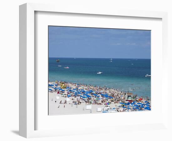 Crowded Beach, South Beach, Miami Beach, Florida, United States of America, North America-Angelo Cavalli-Framed Photographic Print