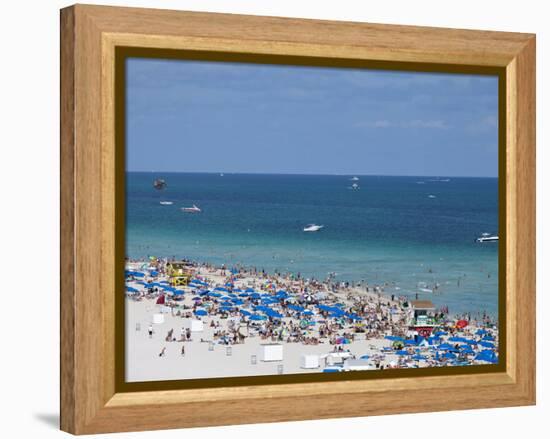 Crowded Beach, South Beach, Miami Beach, Florida, United States of America, North America-Angelo Cavalli-Framed Premier Image Canvas