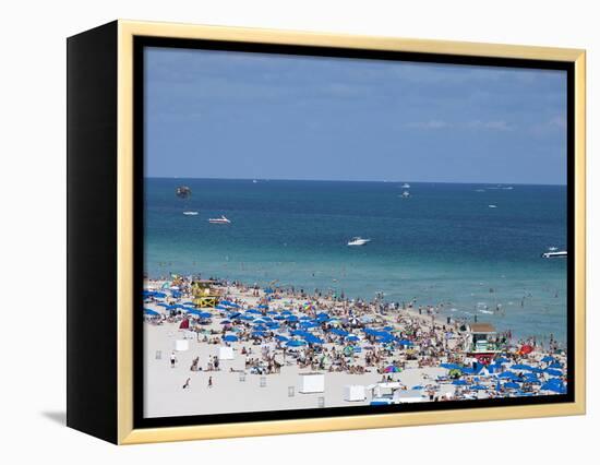 Crowded Beach, South Beach, Miami Beach, Florida, United States of America, North America-Angelo Cavalli-Framed Premier Image Canvas